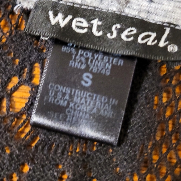 Gray Short Sleeve Caridgan with Black Lace Back Detailing - Button Tabs - Picture 8 of 8